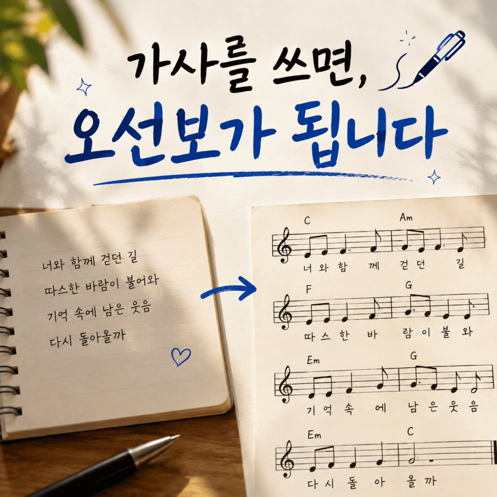 가사를 쓰면 오선보